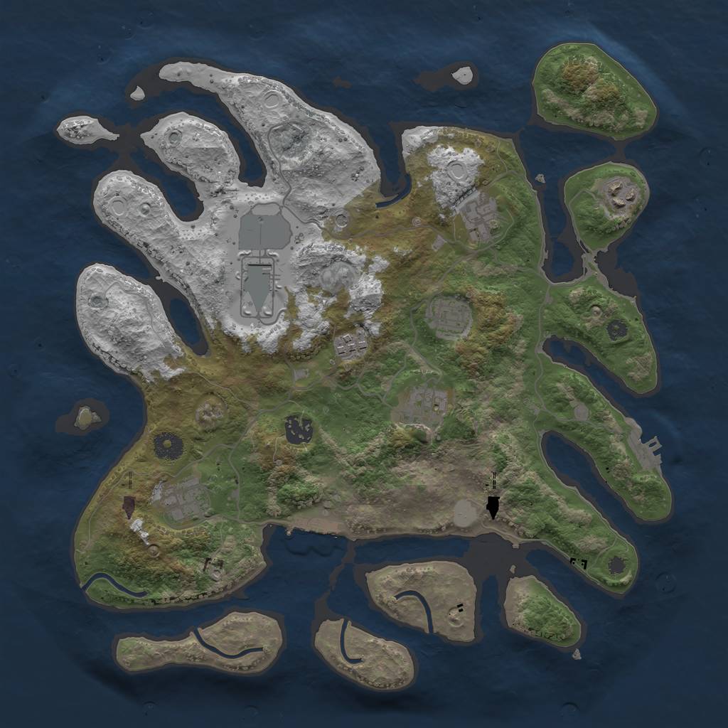 Rust Map: Procedural Map, Size: 3700, Seed: 1453226, 16 Monuments