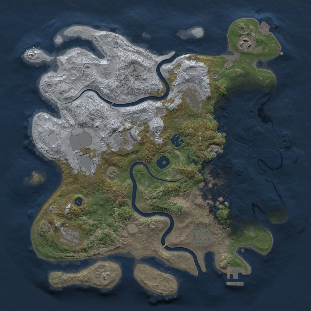 Rust Map: Procedural Map, Size: 3700, Seed: 1453226, 15 Monuments