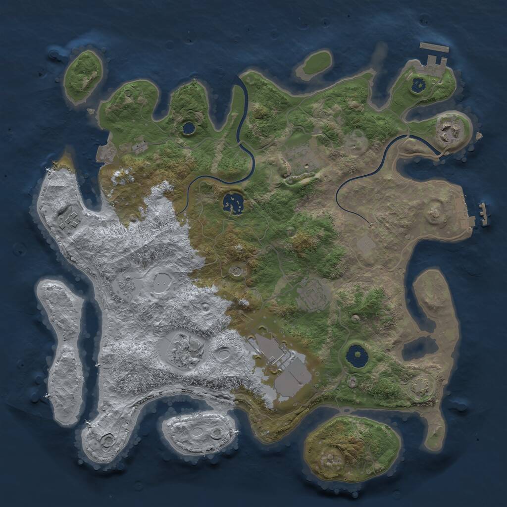 Rust Map: Procedural Map, Size: 3500, Seed: 56448456, 13 Monuments