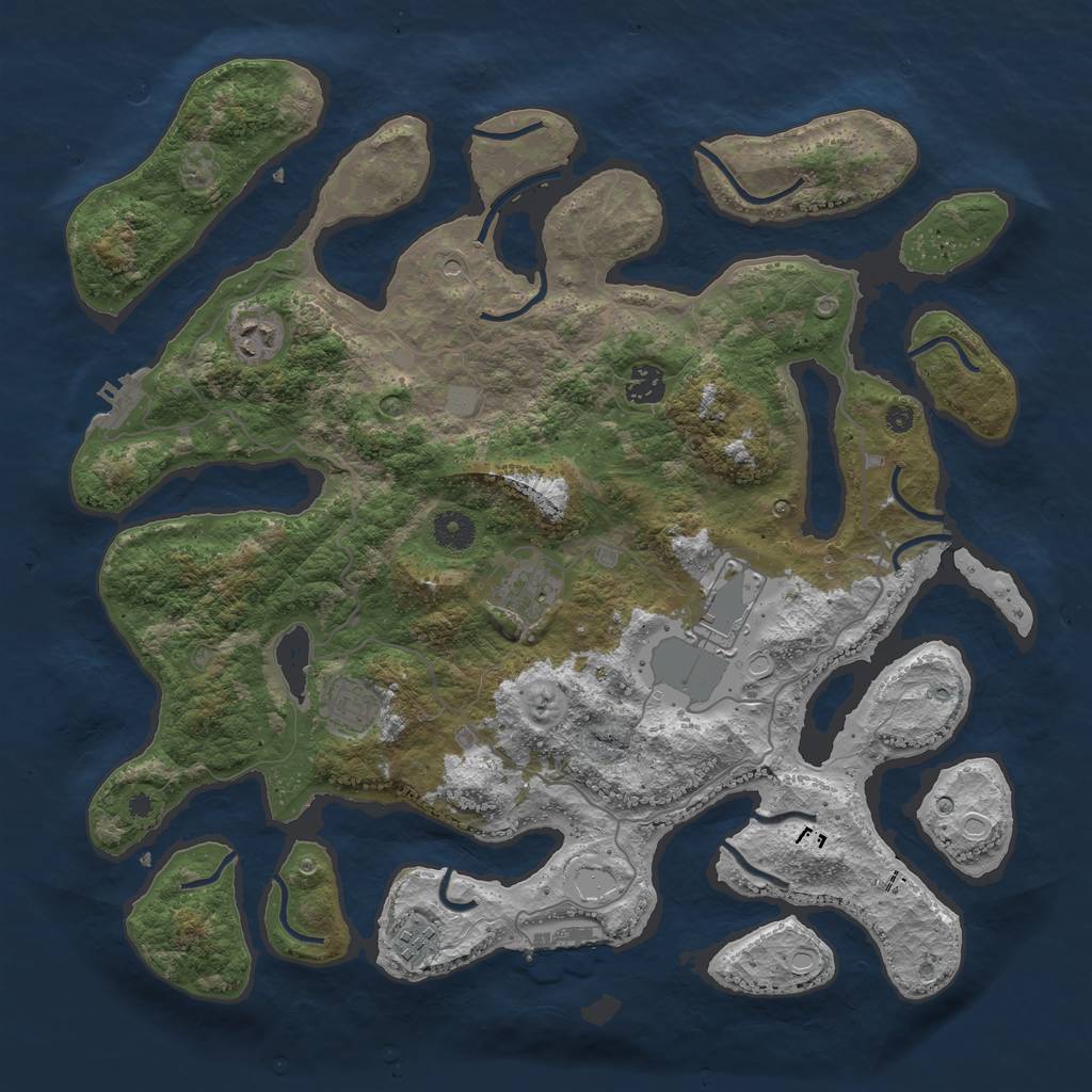 Rust Map: Procedural Map, Size: 4000, Seed: 533889, 14 Monuments