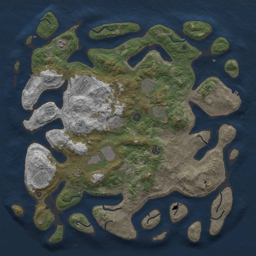 Rust Map: Procedural Map, Size: 4500, Seed: 4076899, 19 Monuments