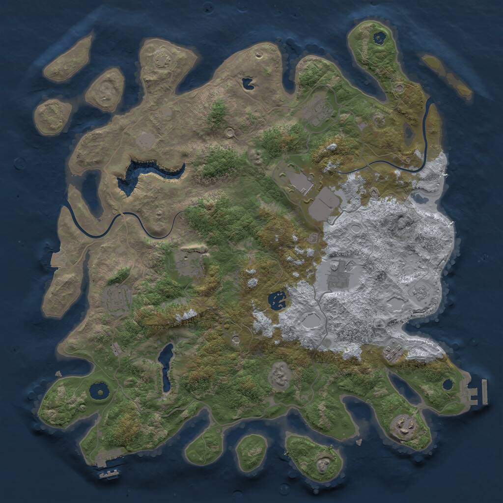 Rust Map: Procedural Map, Size: 4000, Seed: 5264046, 14 Monuments