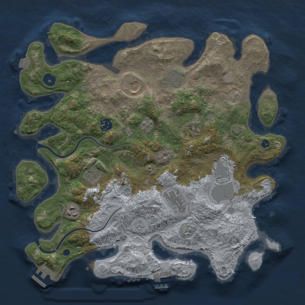 Rust Map: Procedural Map, Size: 3700, Seed: 3816832, 15 Monuments