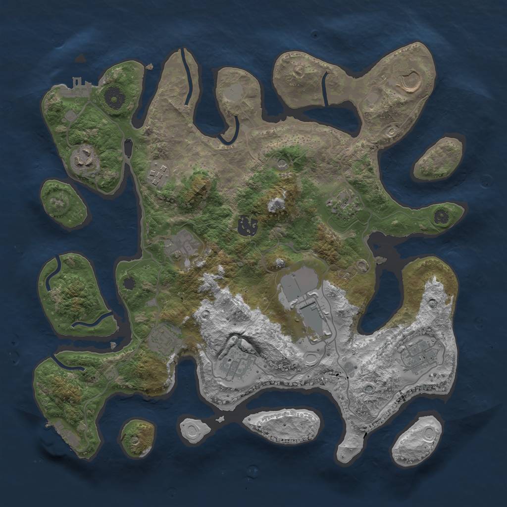 Rust Map: Procedural Map, Size: 3550, Seed: 546482, 18 Monuments