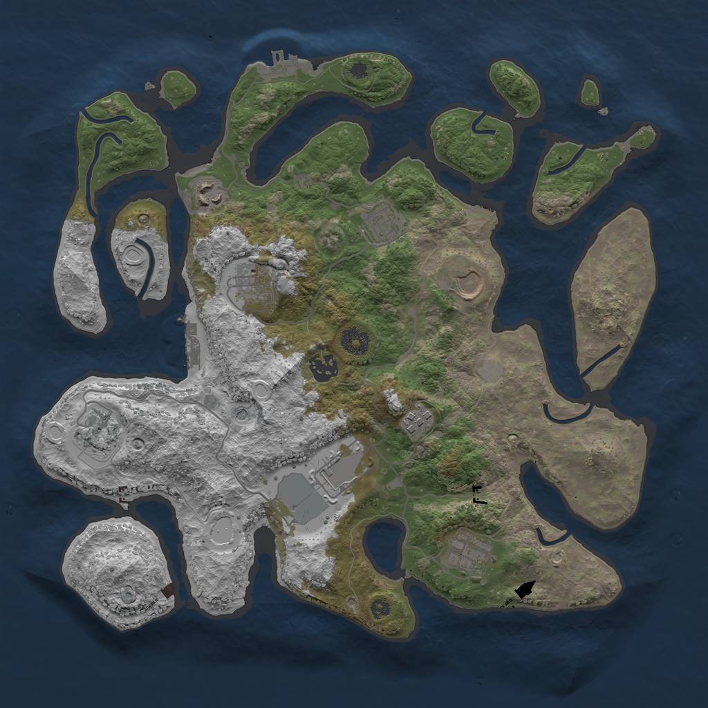 Rust Map: Procedural Map, Size: 3700, Seed: 578400, 17 Monuments