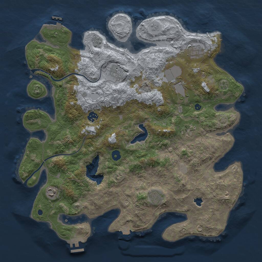 Rust Map: Procedural Map, Size: 4000, Seed: 360105, 14 Monuments