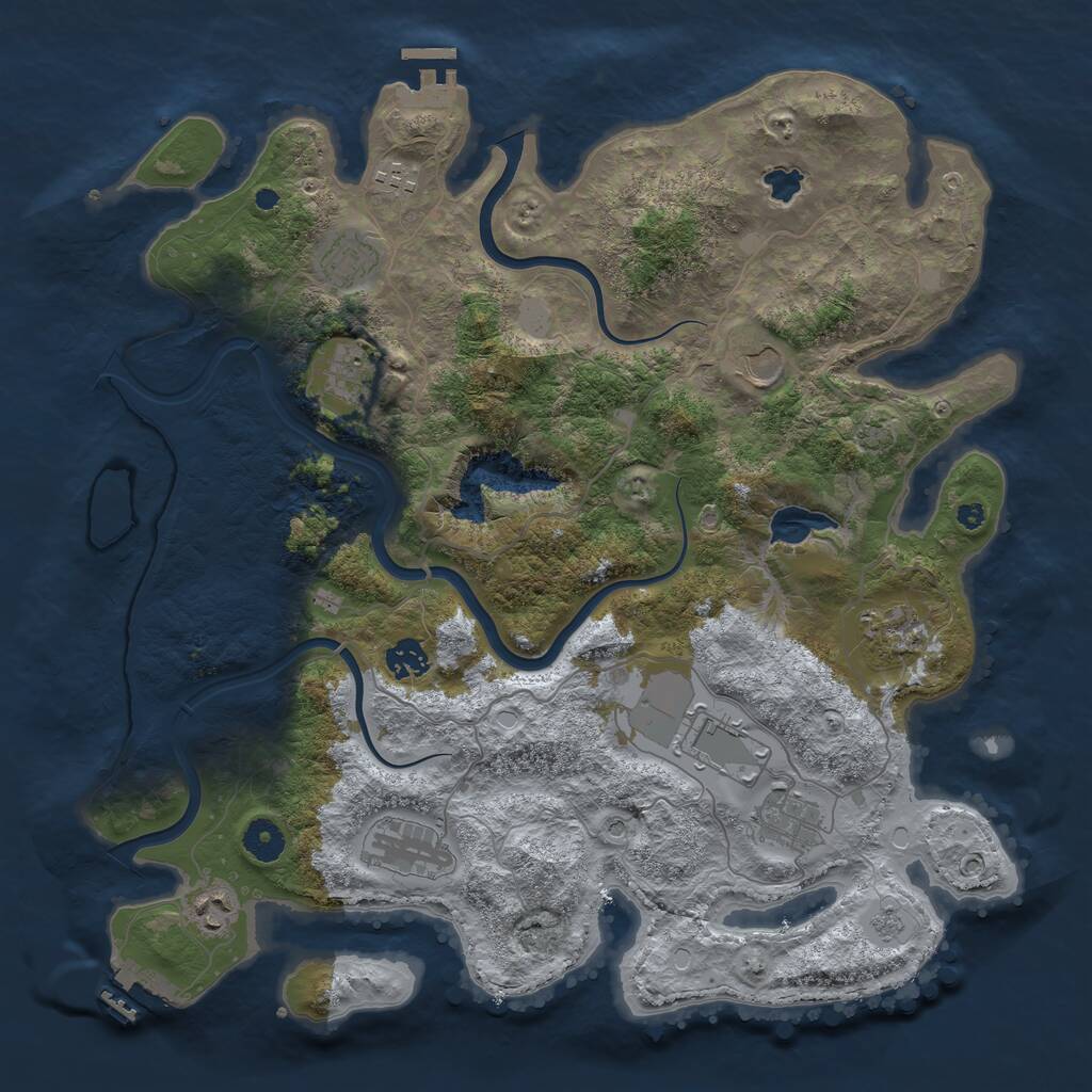 Rust Map: Procedural Map, Size: 4000, Seed: 335631, 16 Monuments