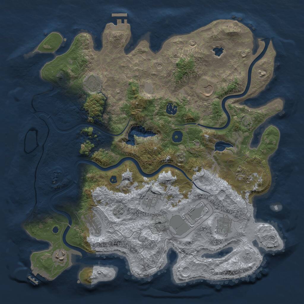 Rust Map: Procedural Map, Size: 4000, Seed: 335631, 16 Monuments