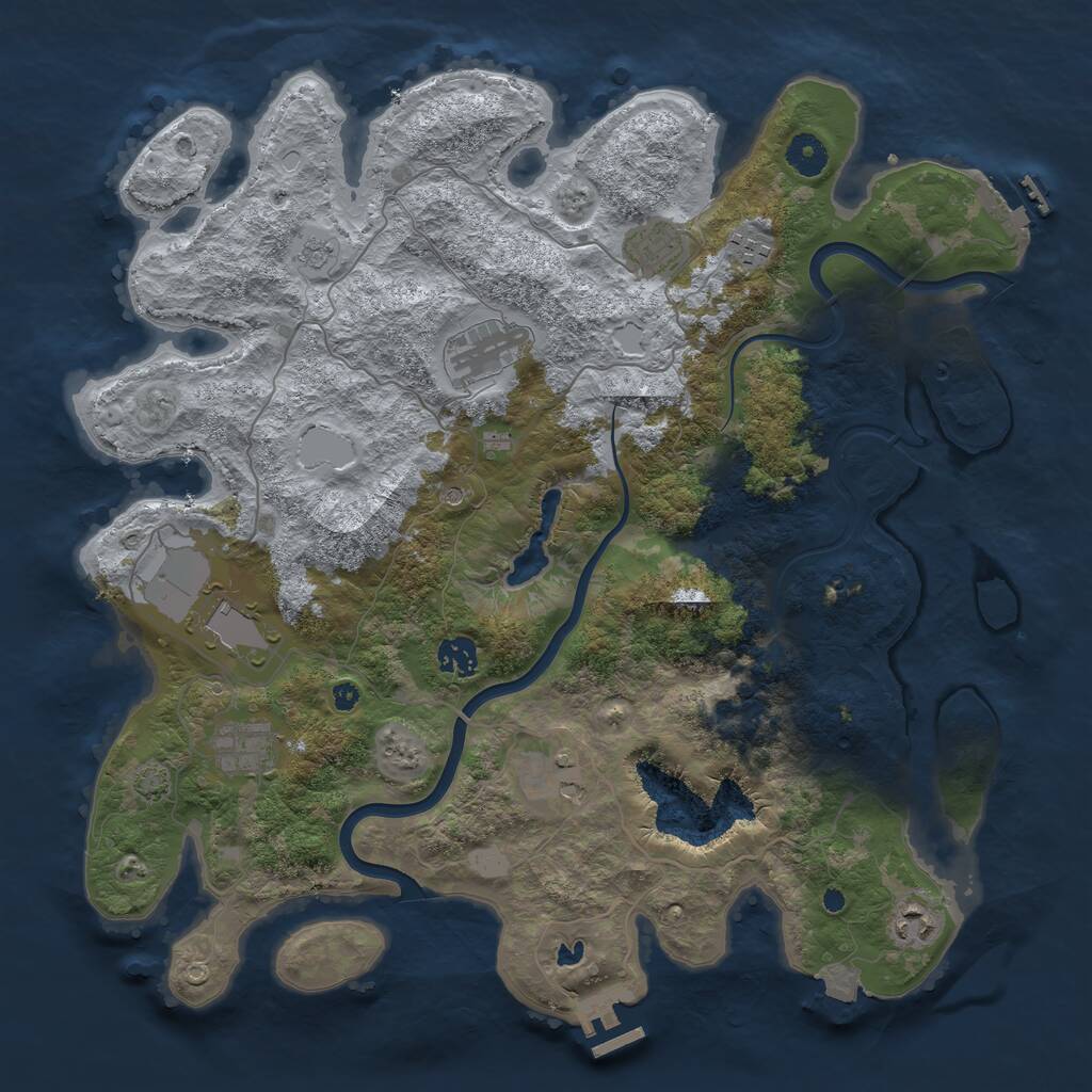 Rust Map: Procedural Map, Size: 4000, Seed: 783942, 14 Monuments