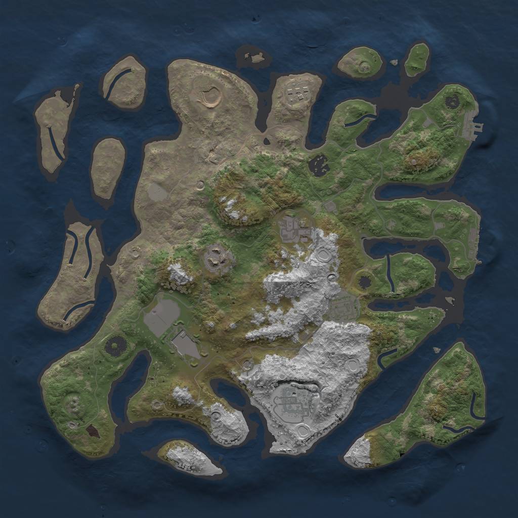 Rust Map: Procedural Map, Size: 3700, Seed: 3679521, 16 Monuments