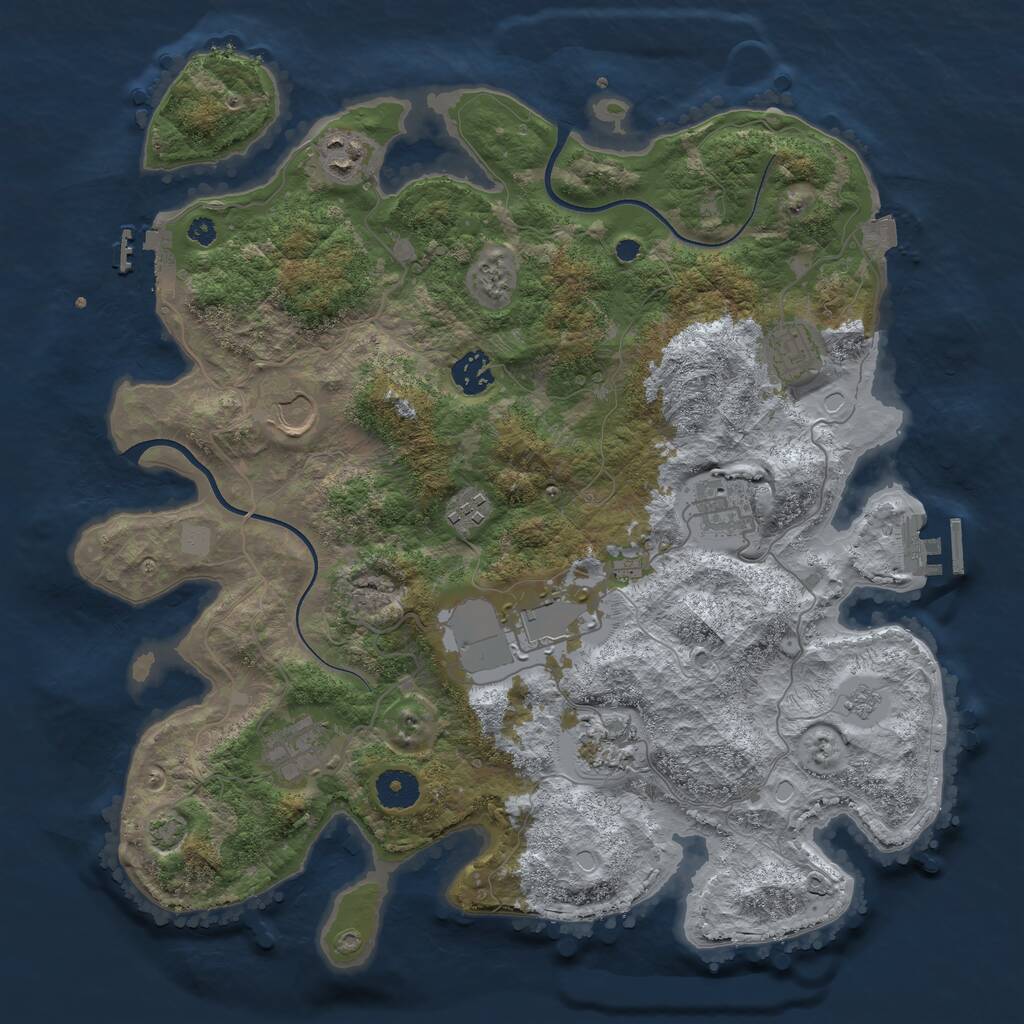 Rust Map: Procedural Map, Size: 3700, Seed: 4464290, 14 Monuments