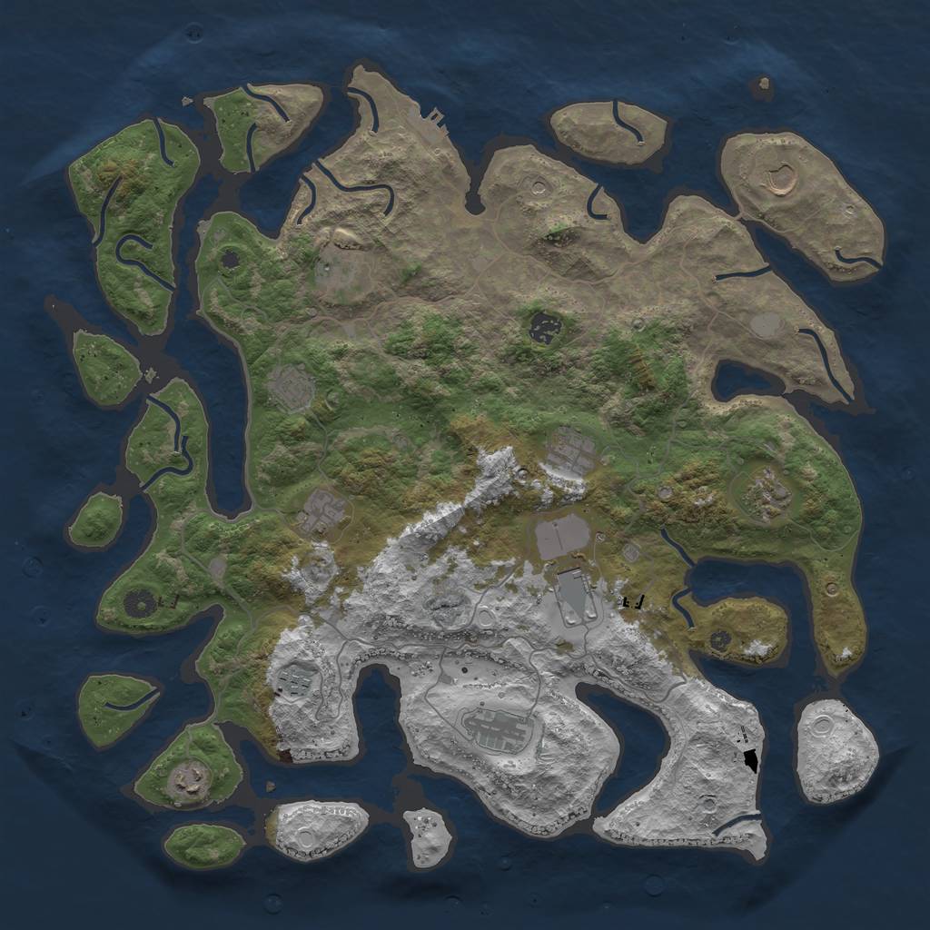 Rust Map: Procedural Map, Size: 4500, Seed: 1629370, 18 Monuments