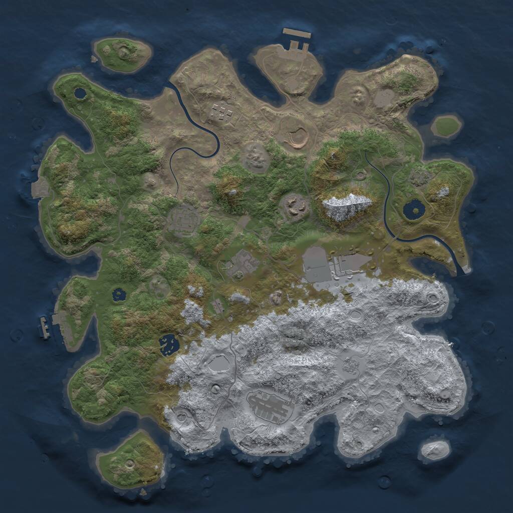 Rust Map: Procedural Map, Size: 3700, Seed: 826744, 14 Monuments