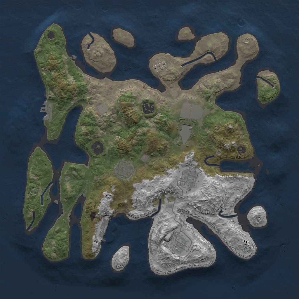 Rust Map: Procedural Map, Size: 3550, Seed: 995432, 13 Monuments