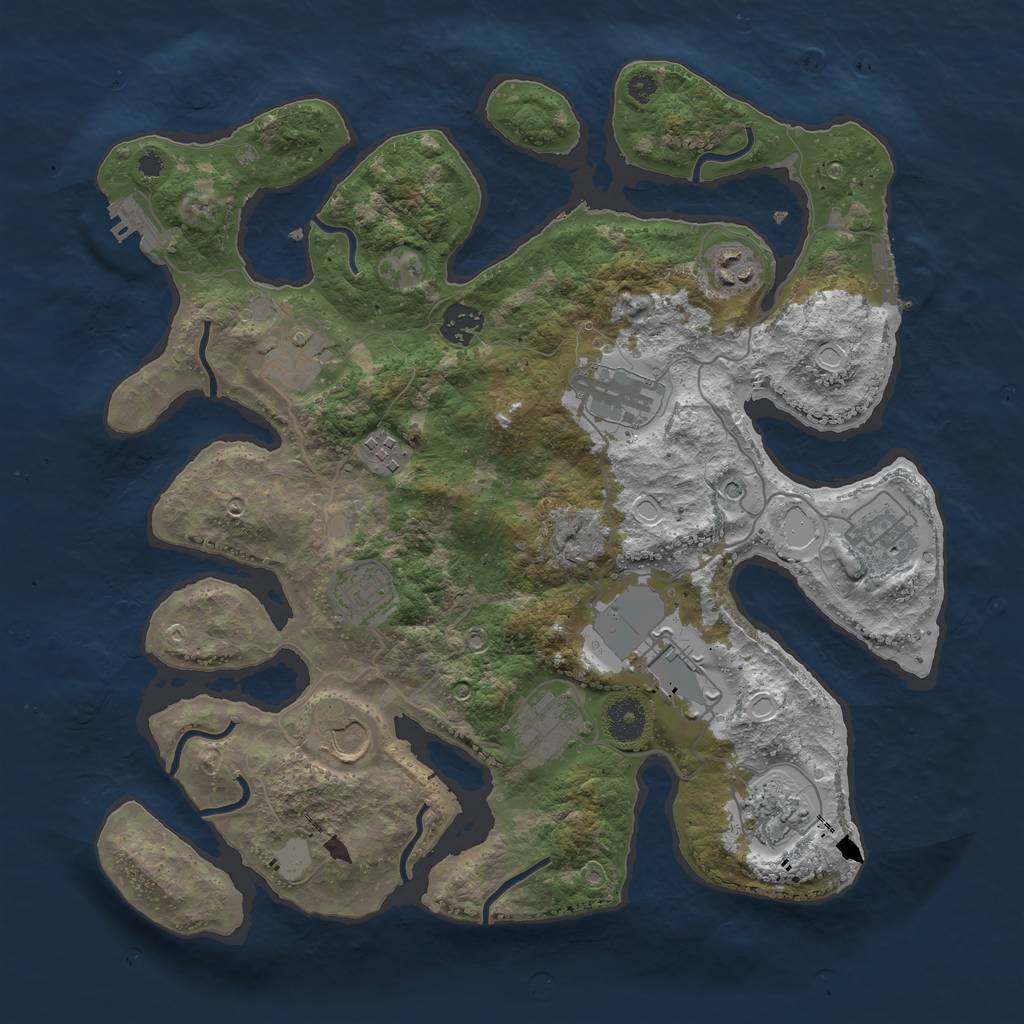 Rust Map: Procedural Map, Size: 3700, Seed: 444301, 19 Monuments