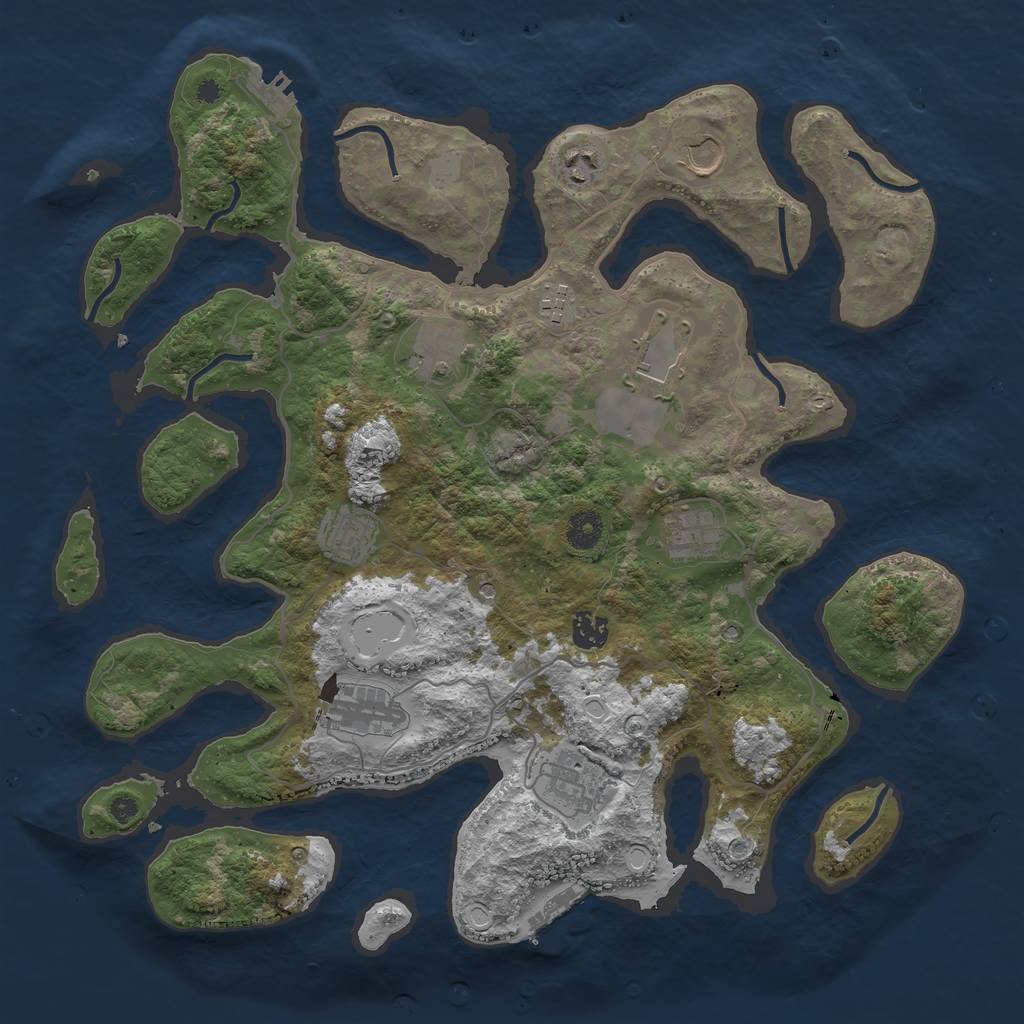 Rust Map: Procedural Map, Size: 4000, Seed: 468831, 18 Monuments