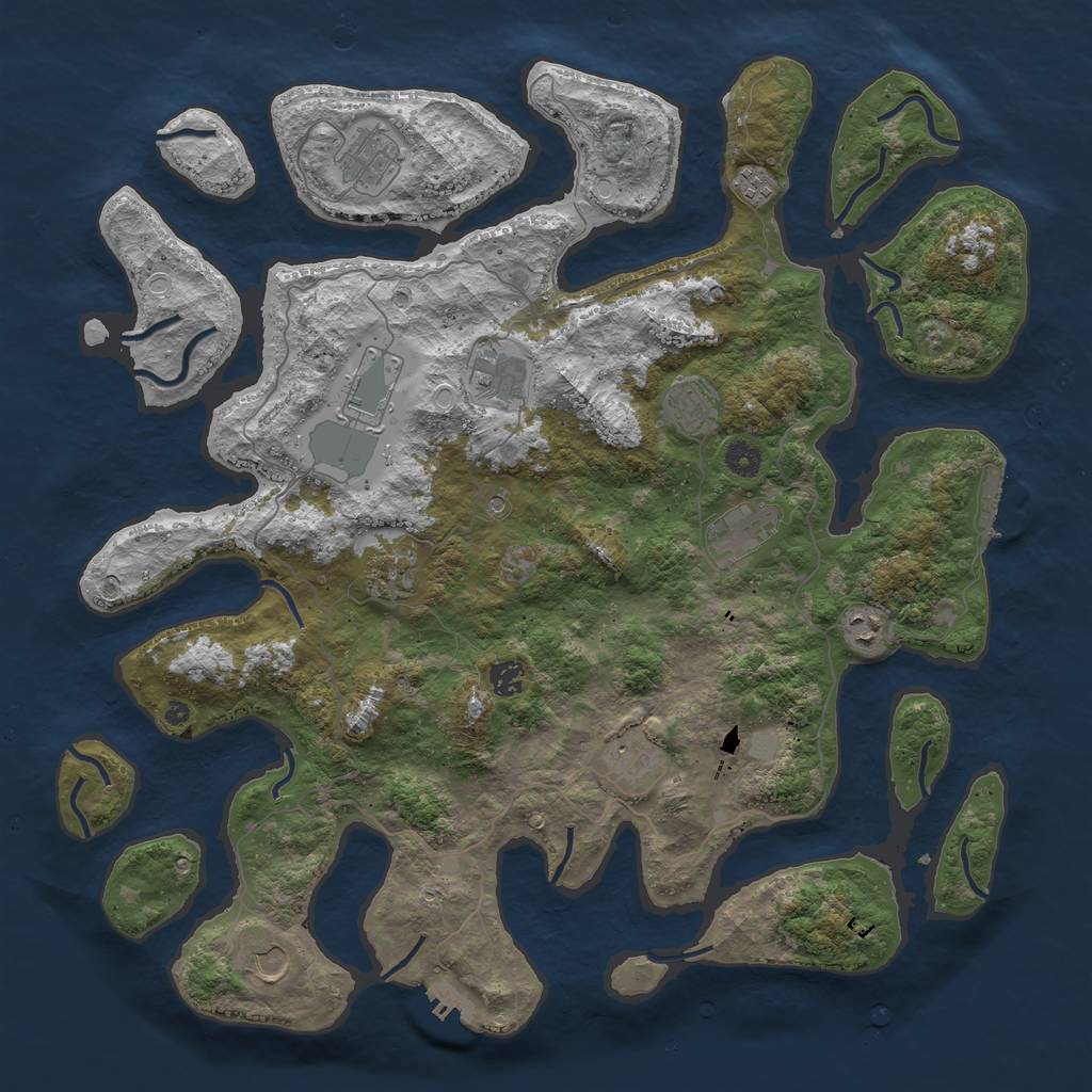 Rust Map: Procedural Map, Size: 4500, Seed: 5036628, 19 Monuments