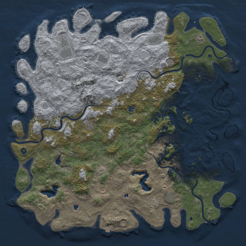 Rust Map: Procedural Map, Size: 6000, Seed: 94612379, 16 Monuments
