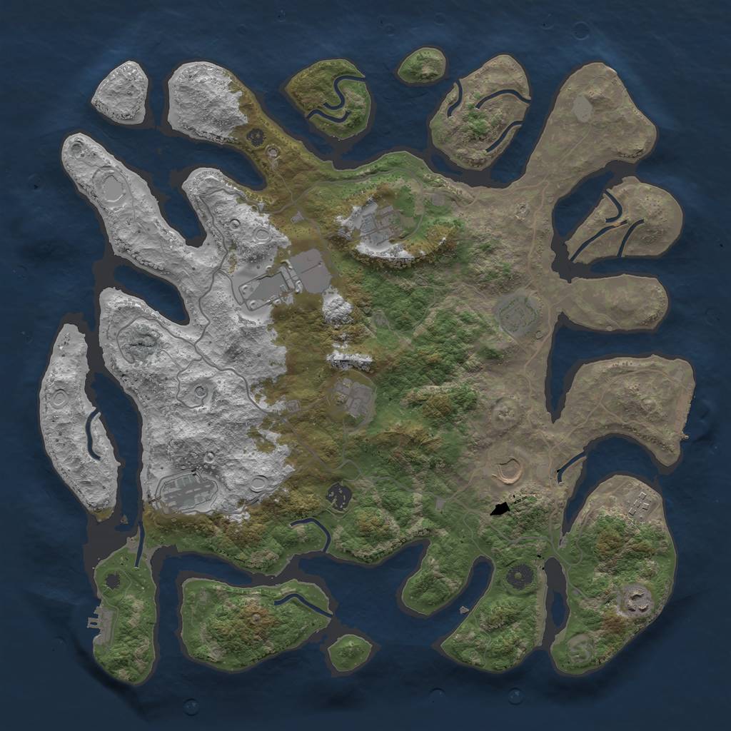 Rust Map: Procedural Map, Size: 4300, Seed: 88298708, 17 Monuments