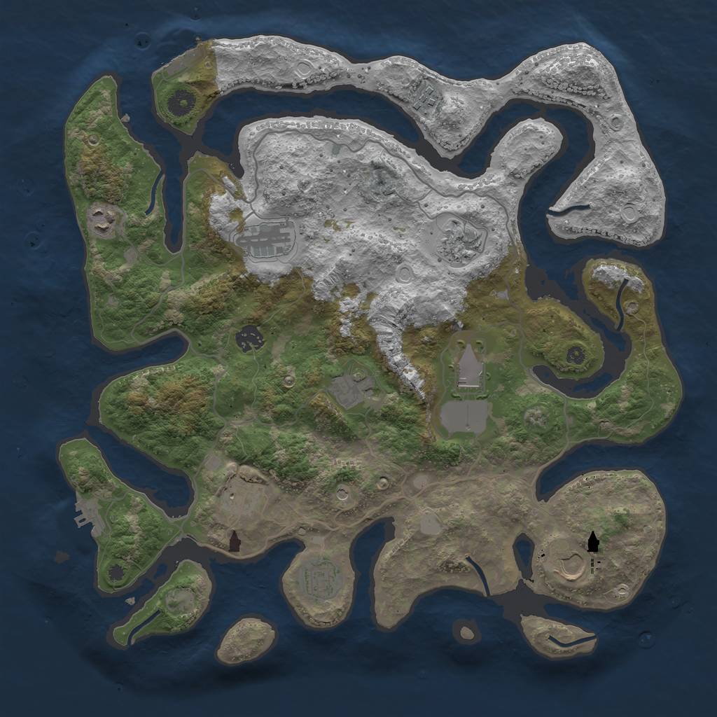 Rust Map: Procedural Map, Size: 4000, Seed: 6162591, 18 Monuments