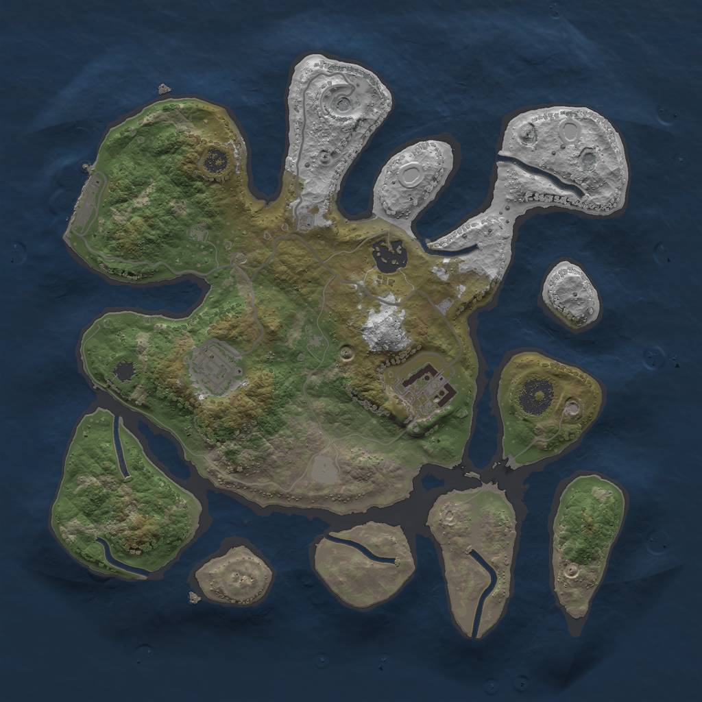 Rust Map: Procedural Map, Size: 3000, Seed: 42452038, 10 Monuments