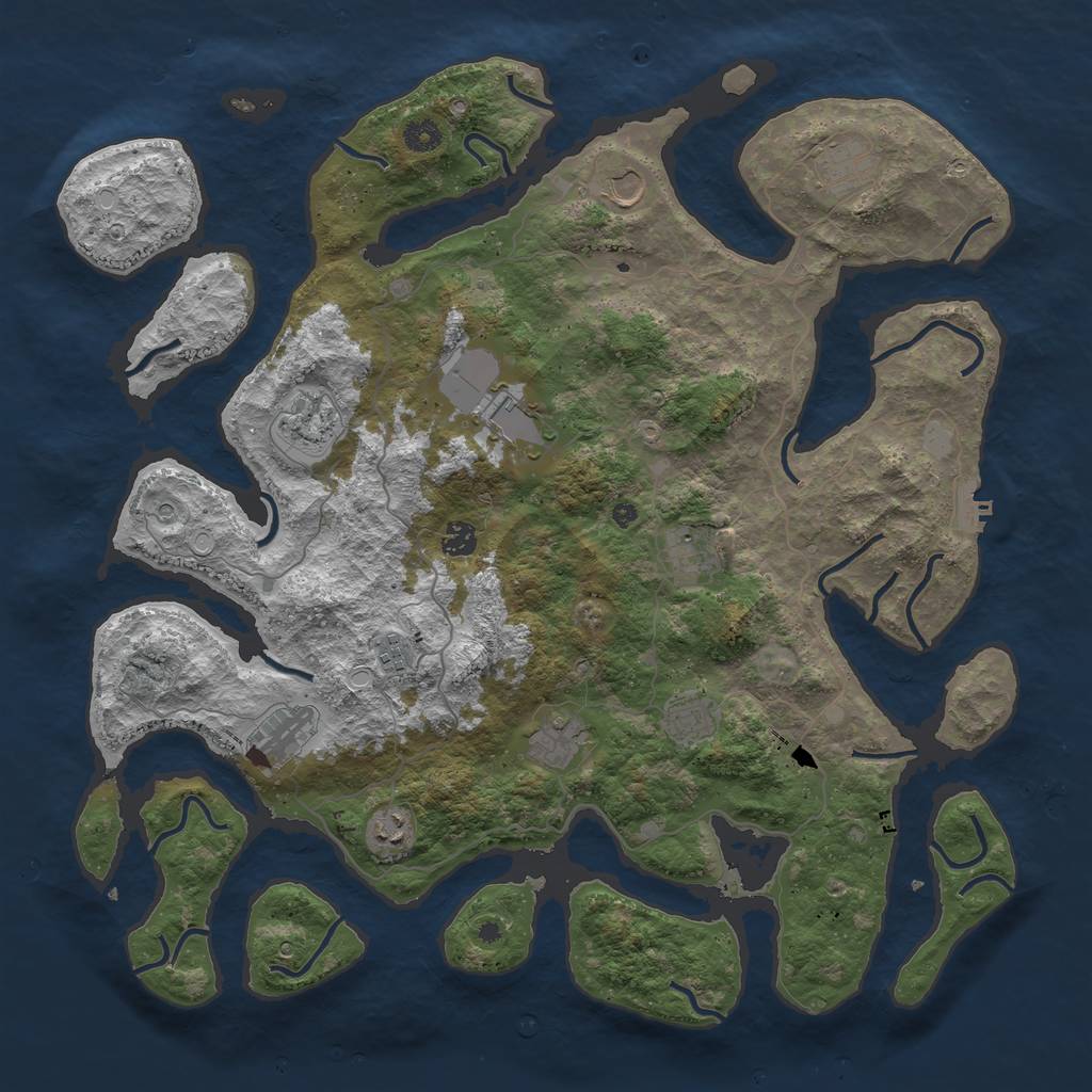 Rust Map: Procedural Map, Size: 4500, Seed: 2505039, 18 Monuments
