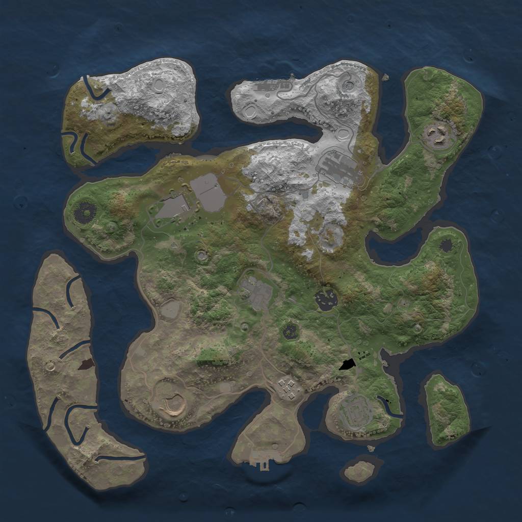 Rust Map: Procedural Map, Size: 3550, Seed: 626435, 16 Monuments