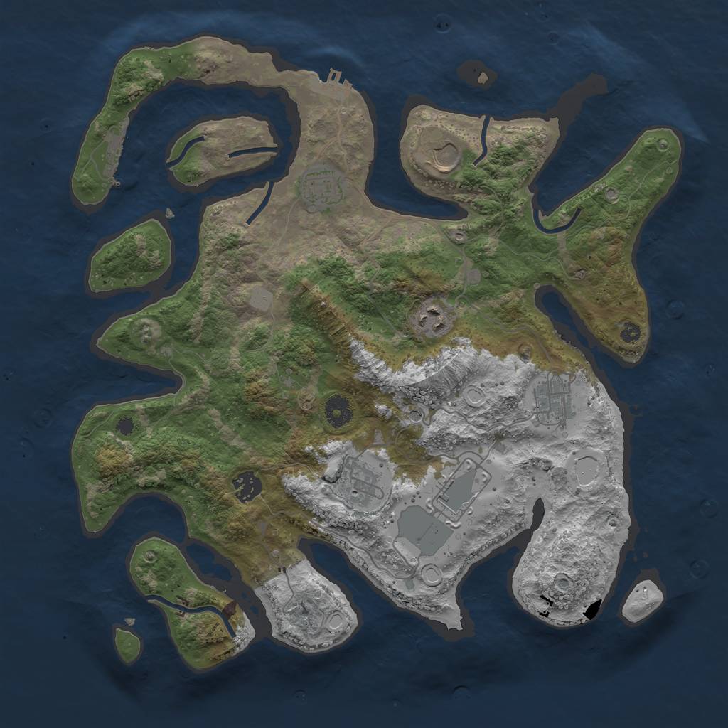 Rust Map: Procedural Map, Size: 3700, Seed: 2038077, 15 Monuments