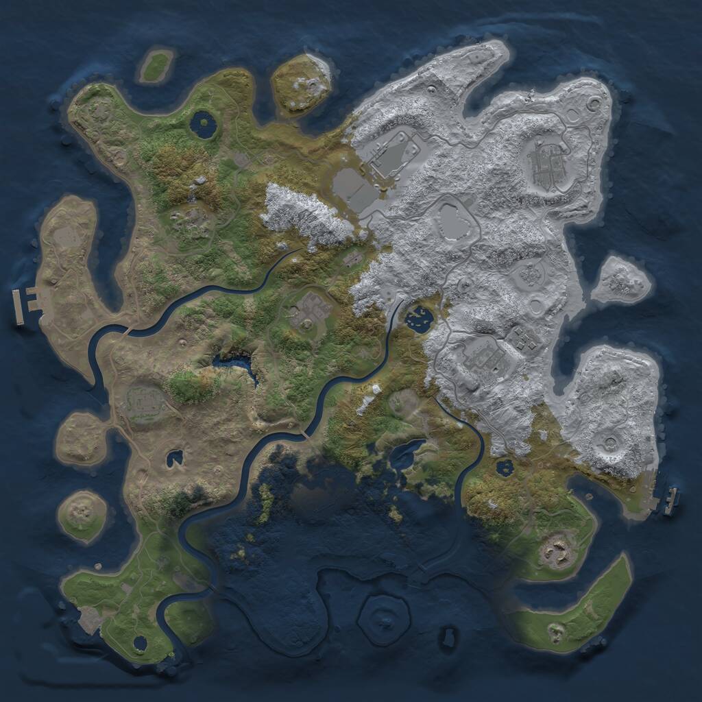 Rust Map: Procedural Map, Size: 4000, Seed: 281439, 16 Monuments