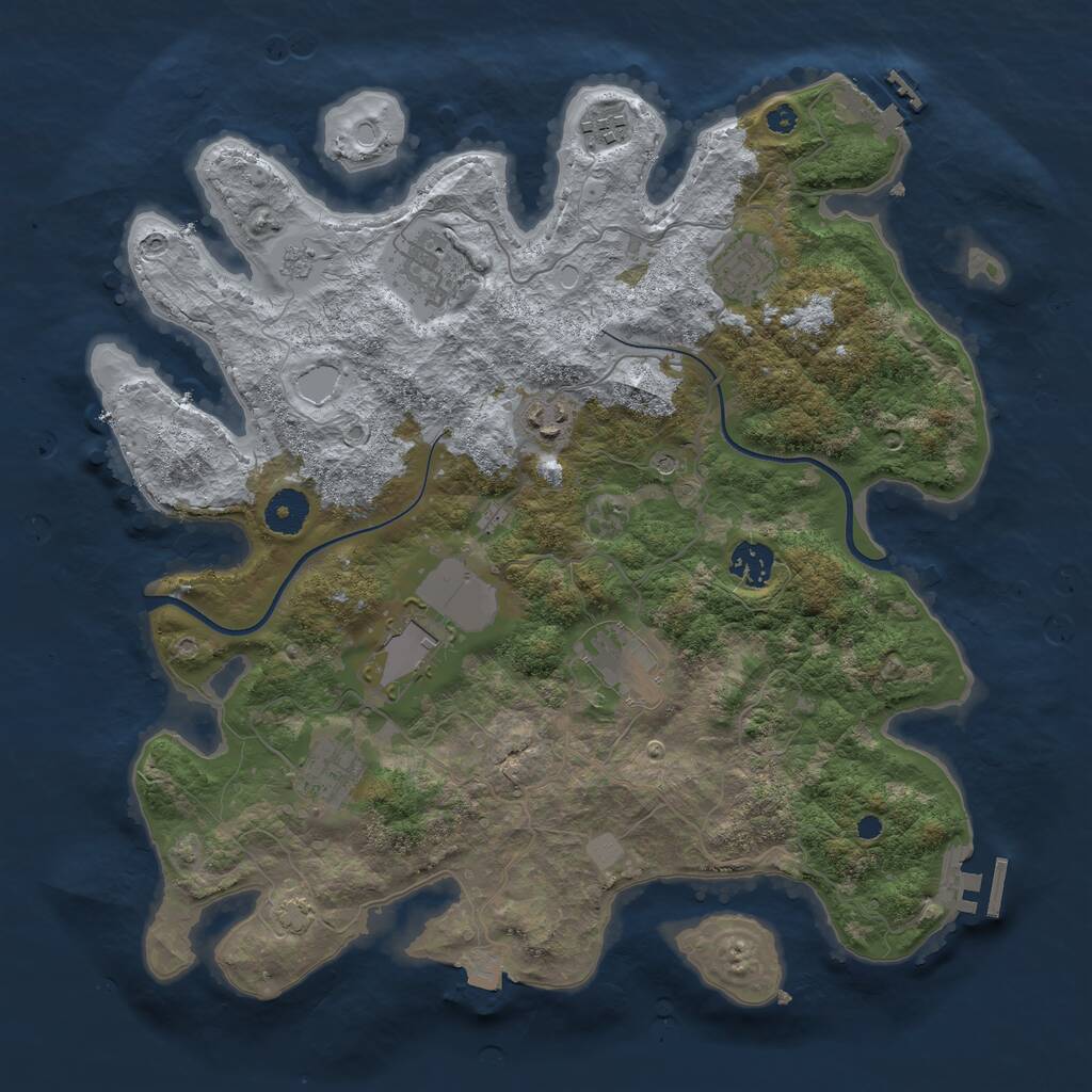 Rust Map: Procedural Map, Size: 3700, Seed: 2348524, 14 Monuments