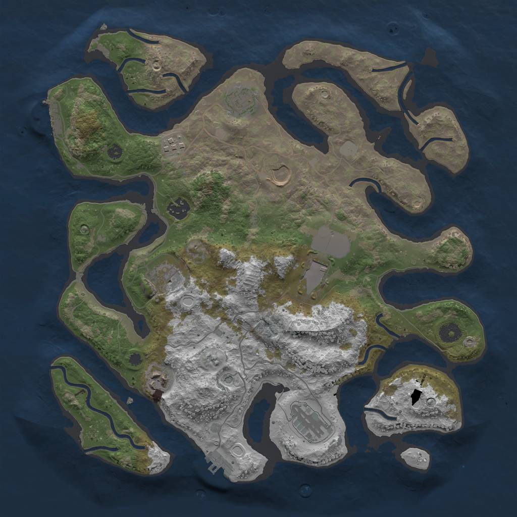 Rust Map: Procedural Map, Size: 3700, Seed: 4955481, 16 Monuments