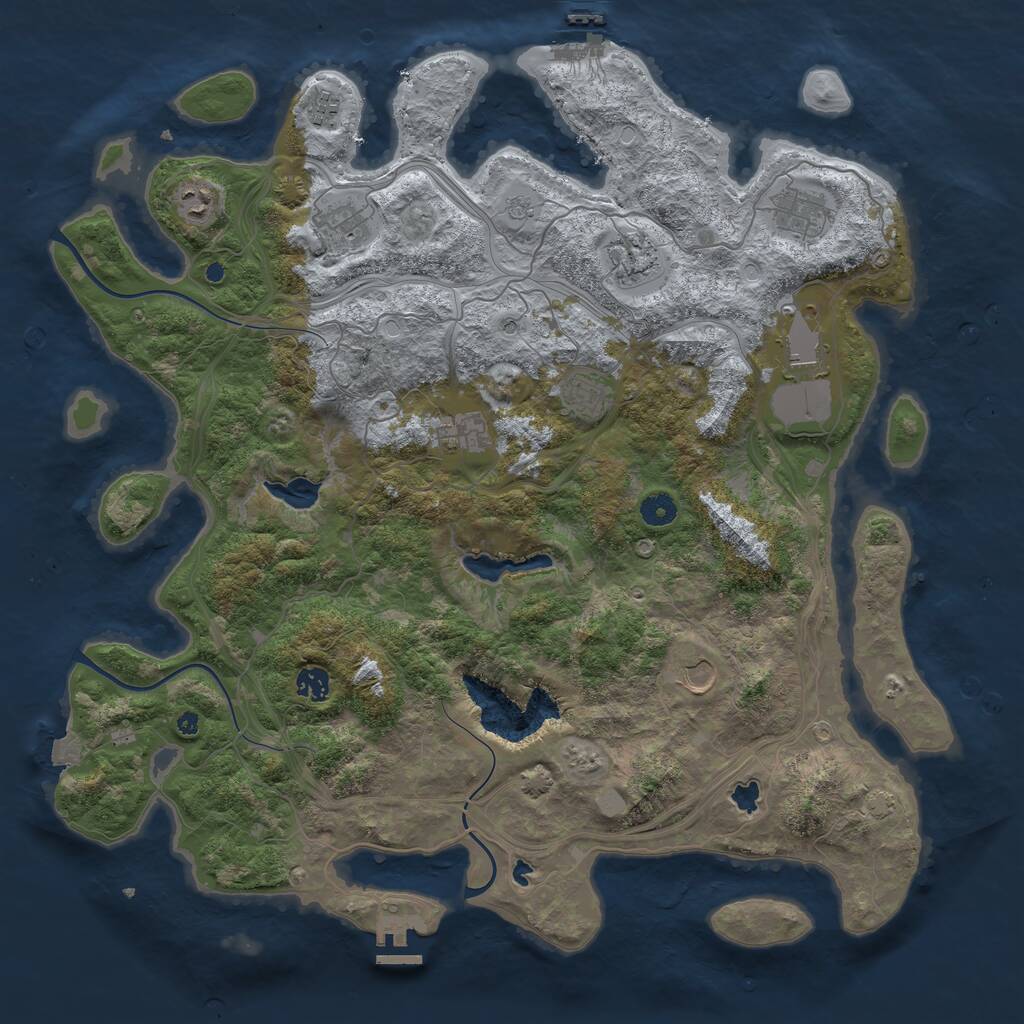 Rust Map: Procedural Map, Size: 4500, Seed: 3916923, 16 Monuments