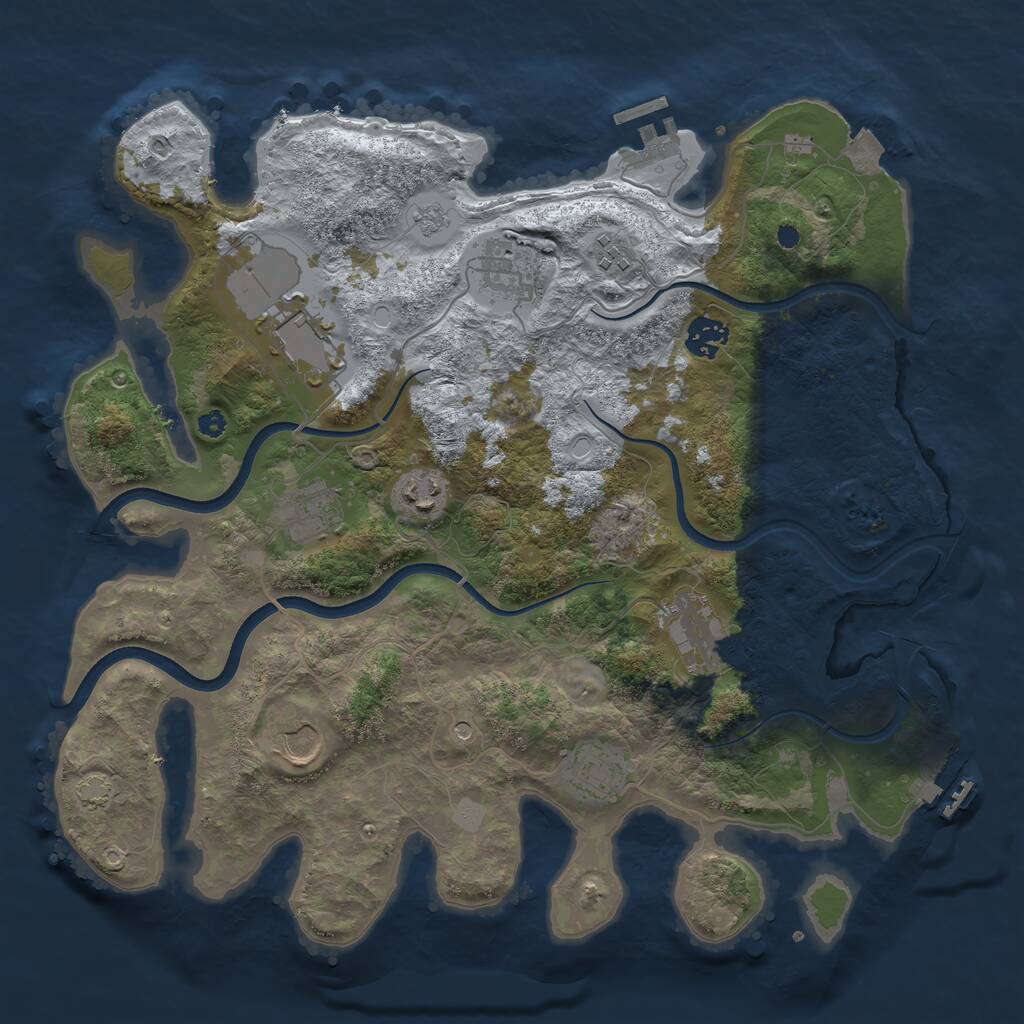 Rust Map: Procedural Map, Size: 3700, Seed: 3009285, 15 Monuments