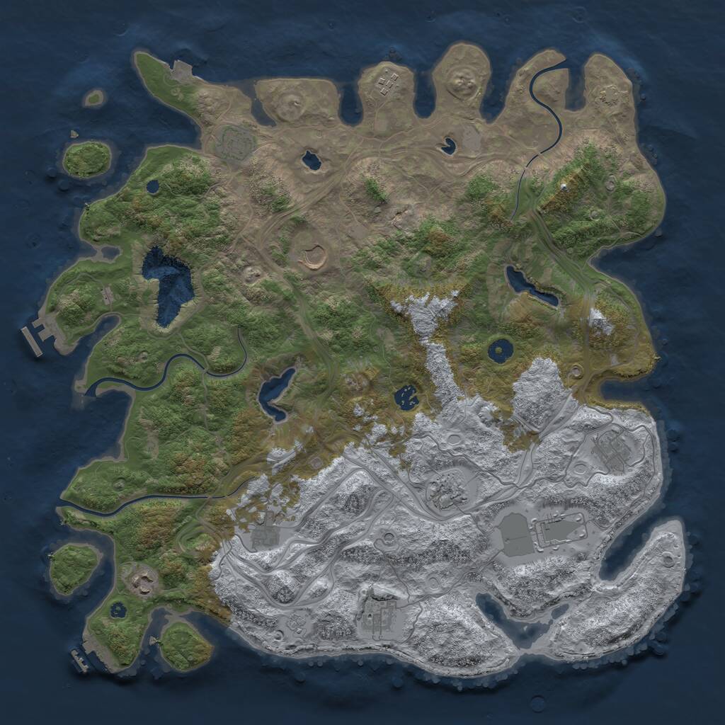 Rust Map: Procedural Map, Size: 4500, Seed: 6291804, 16 Monuments