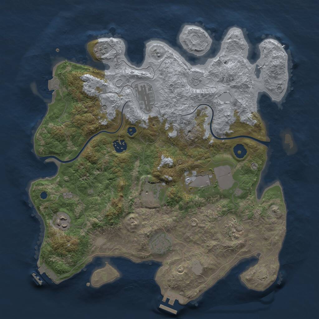 Rust Map: Procedural Map, Size: 3550, Seed: 609330, 14 Monuments