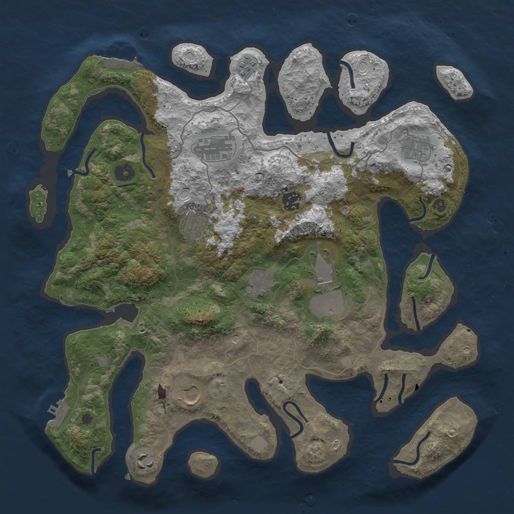 Rust Map: Procedural Map, Size: 4000, Seed: 153745, 17 Monuments