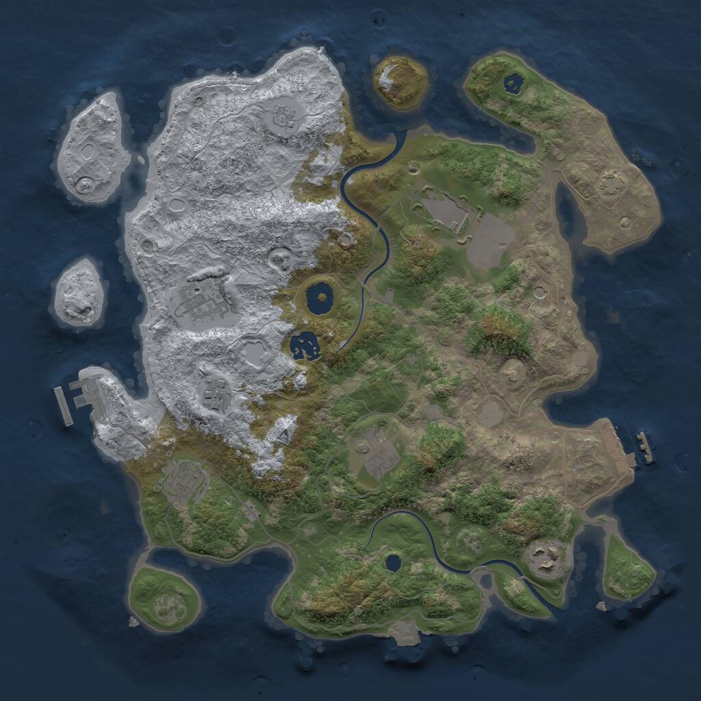 Rust Map: Procedural Map, Size: 3500, Seed: 373749, 13 Monuments