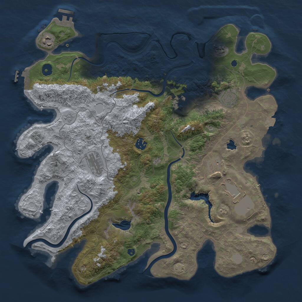 Rust Map: Procedural Map, Size: 4000, Seed: 1580409637, 14 Monuments