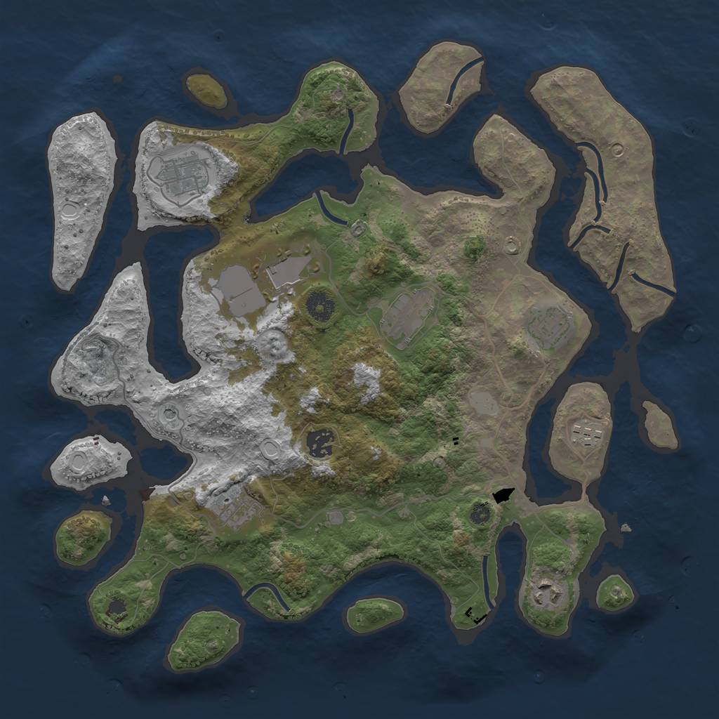 Rust Map: Procedural Map, Size: 3700, Seed: 5709059, 14 Monuments