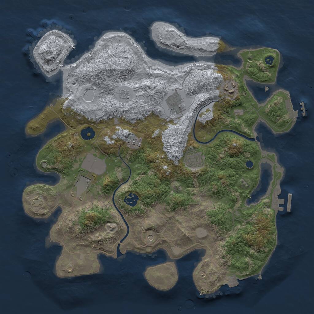 Rust Map: Procedural Map, Size: 3500, Seed: 1677432, 12 Monuments