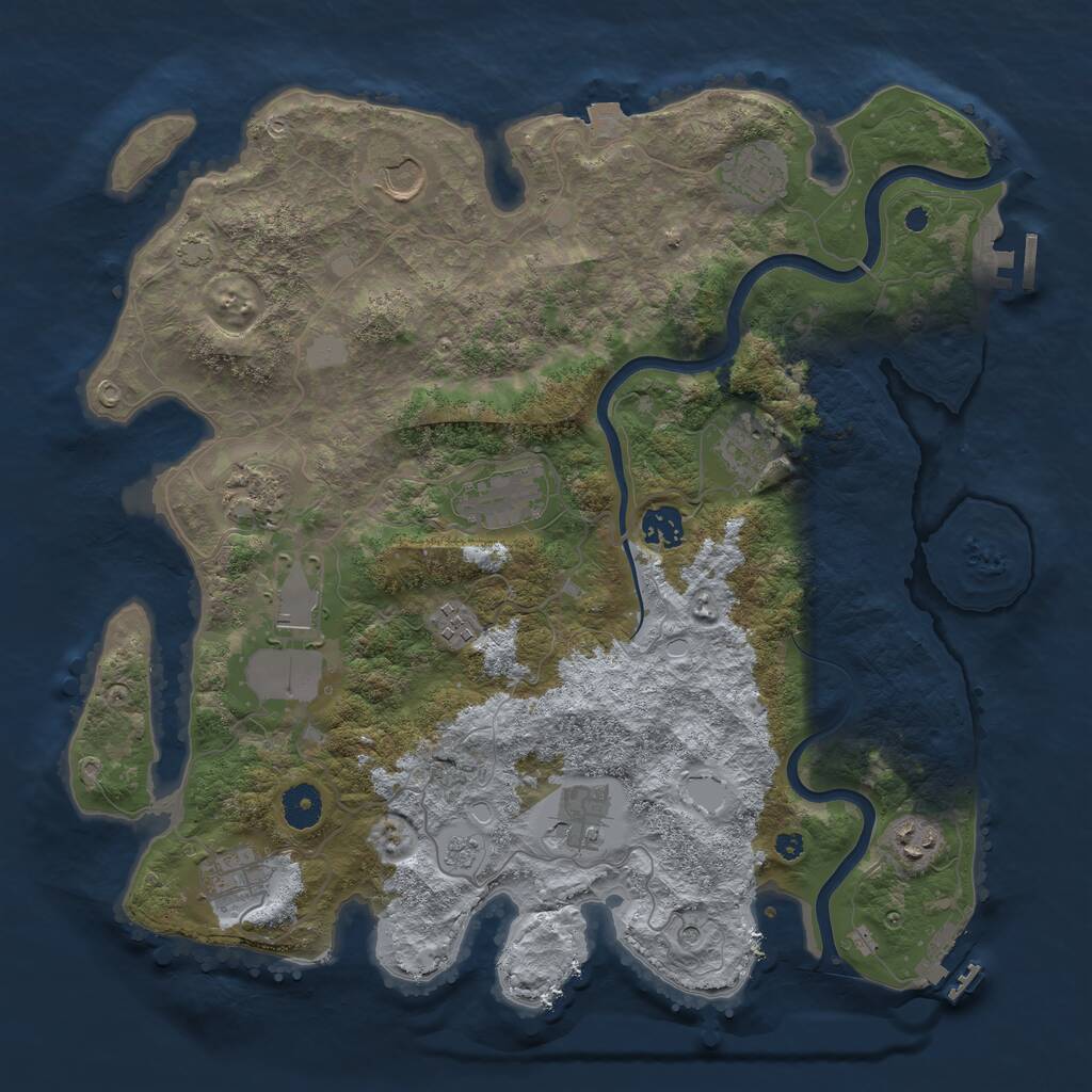 Rust Map: Procedural Map, Size: 3850, Seed: 667614141, 17 Monuments