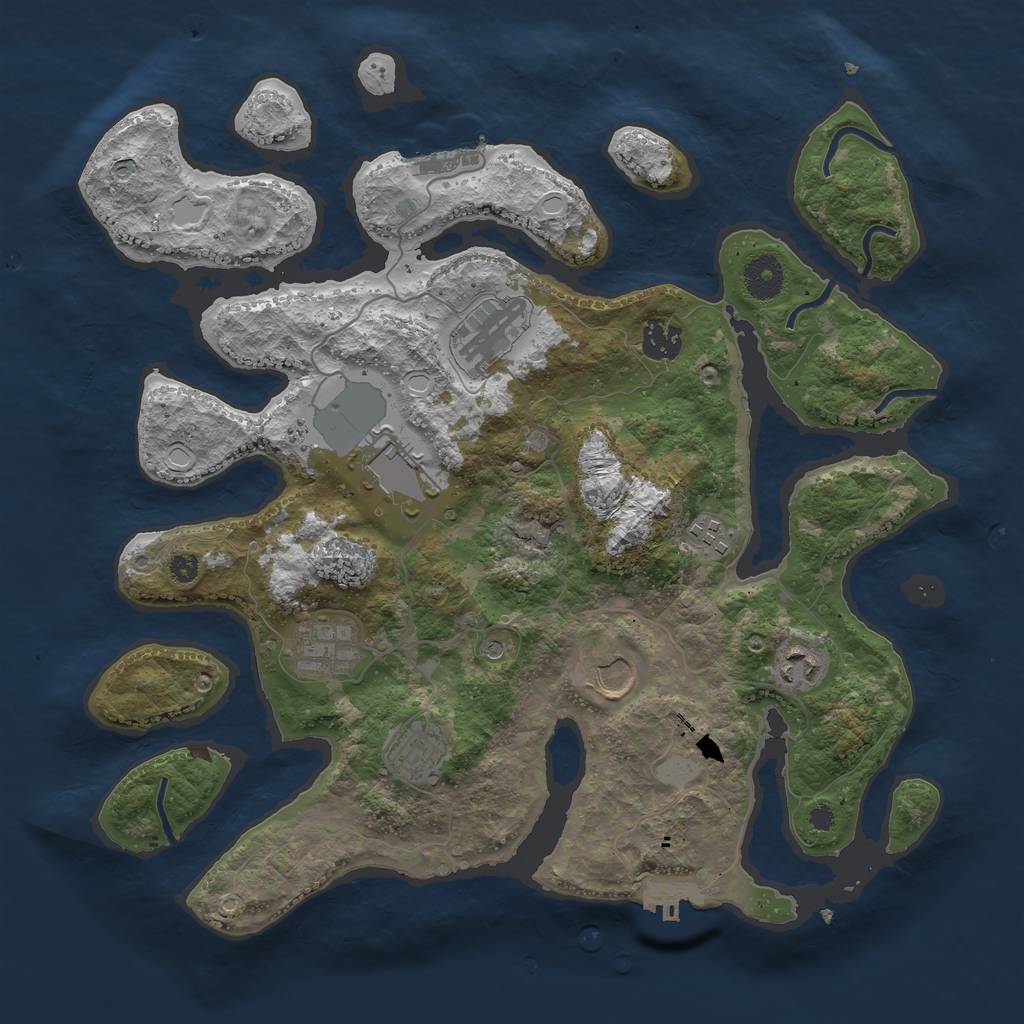 Rust Map: Procedural Map, Size: 3700, Seed: 393783, 16 Monuments