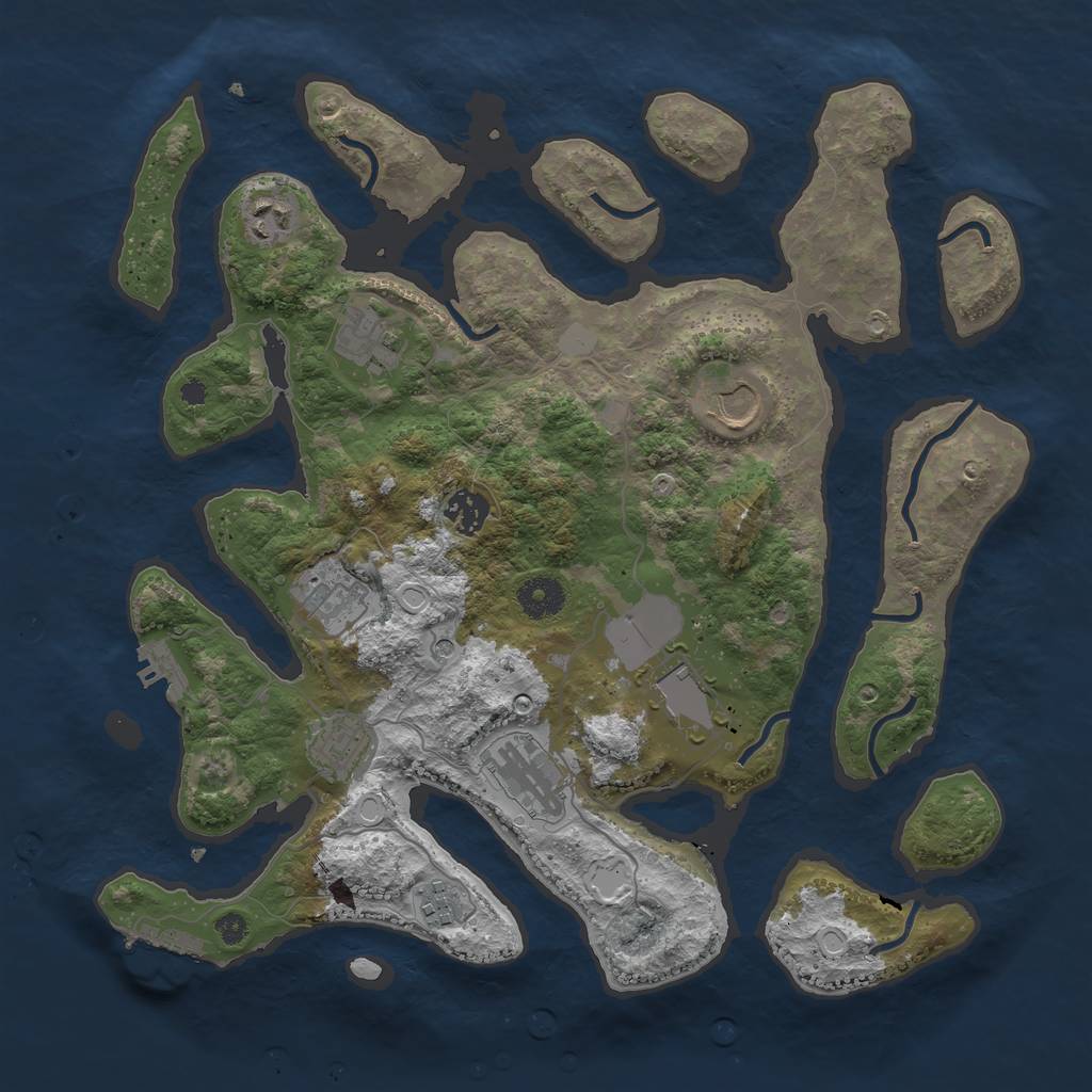 Rust Map: Procedural Map, Size: 3700, Seed: 2536206, 17 Monuments