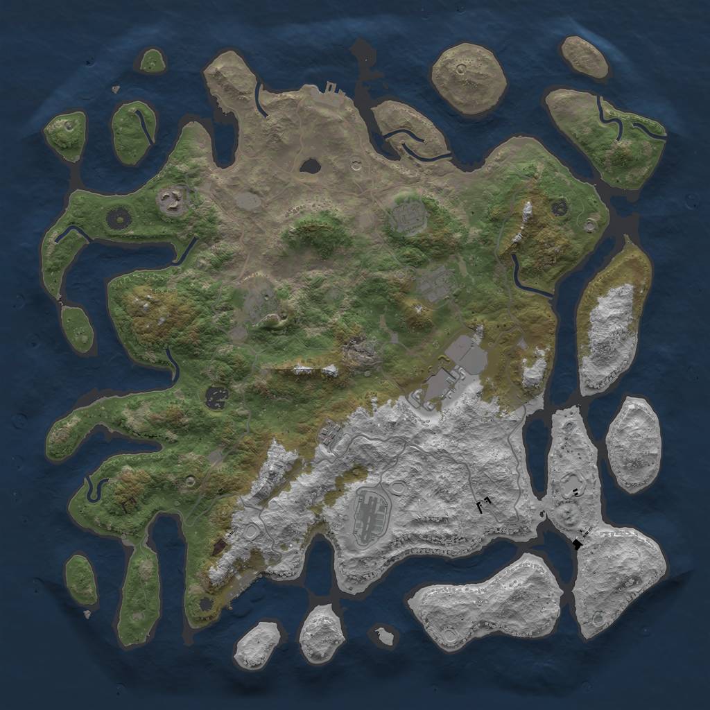 Rust Map: Procedural Map, Size: 4500, Seed: 1354808, 16 Monuments