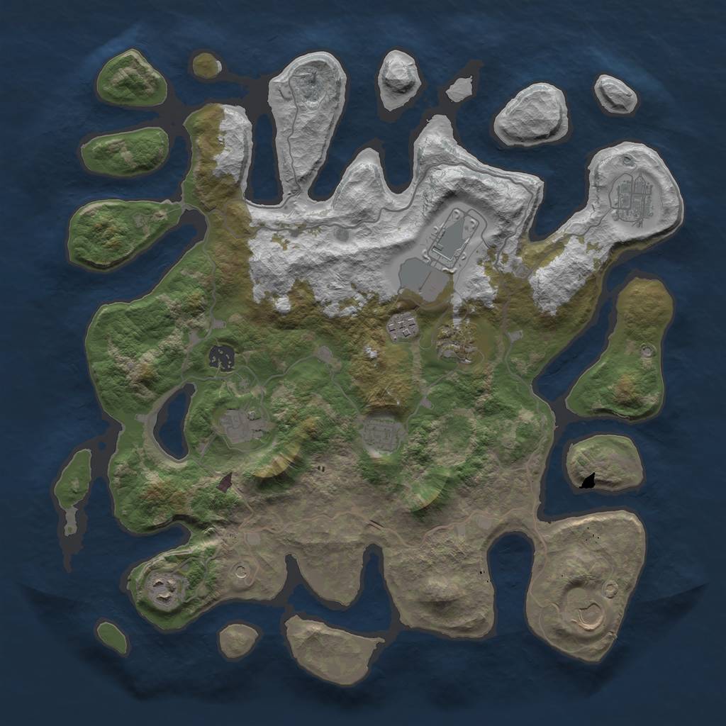 Rust Map: Barren, Size: 4000, Seed: 3066, 12 Monuments