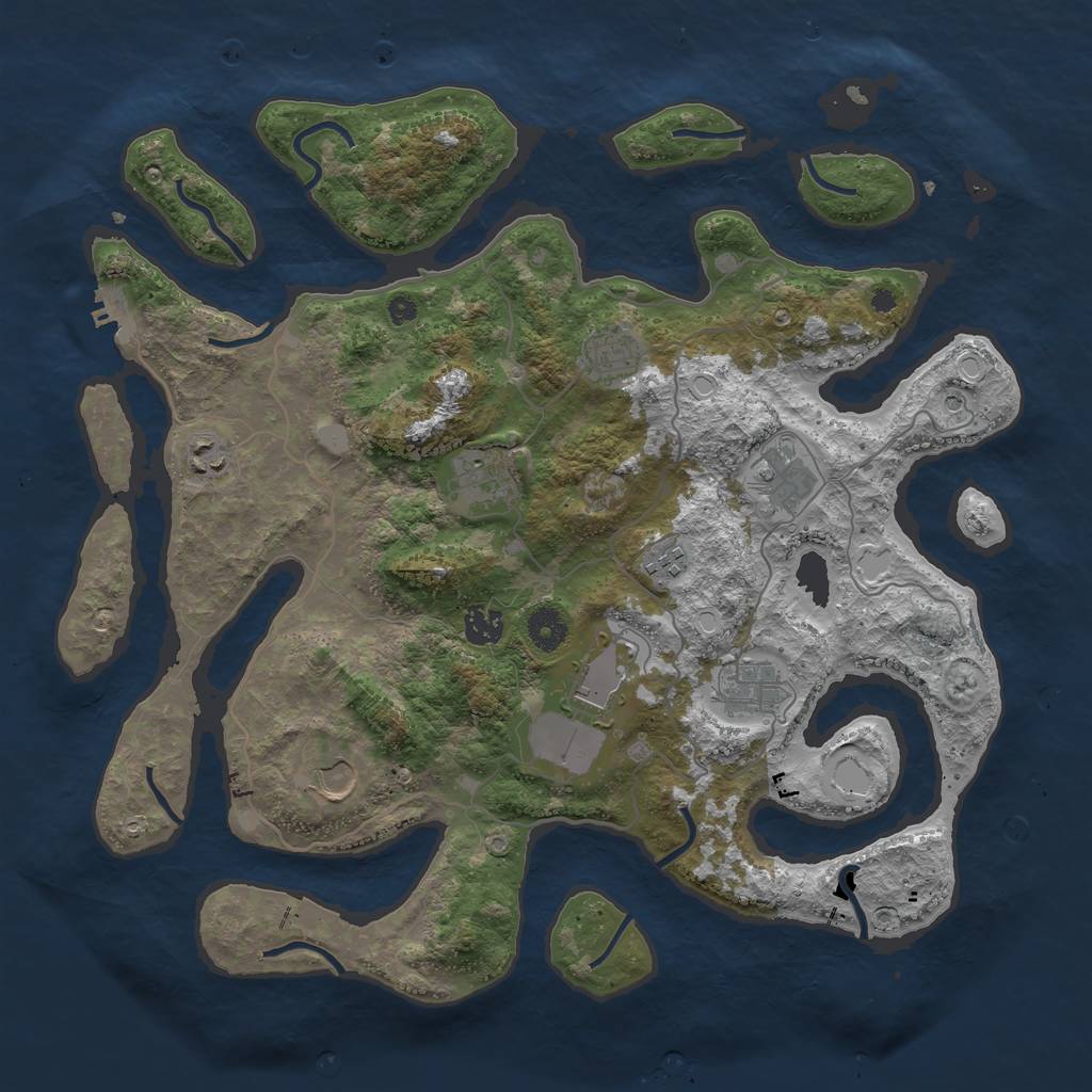 Rust Map: Procedural Map, Size: 4000, Seed: 275660, 16 Monuments