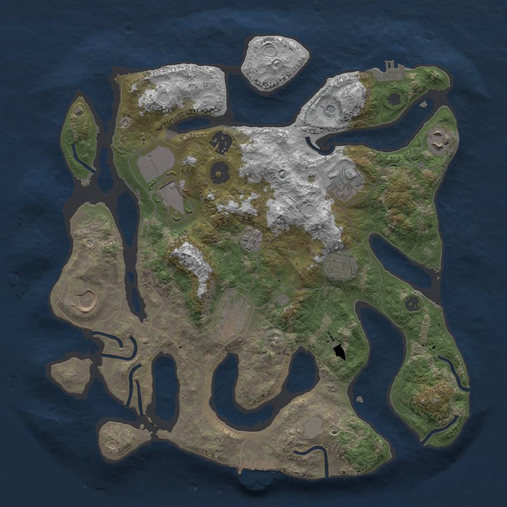 Rust Map: Procedural Map, Size: 3550, Seed: 765343, 16 Monuments
