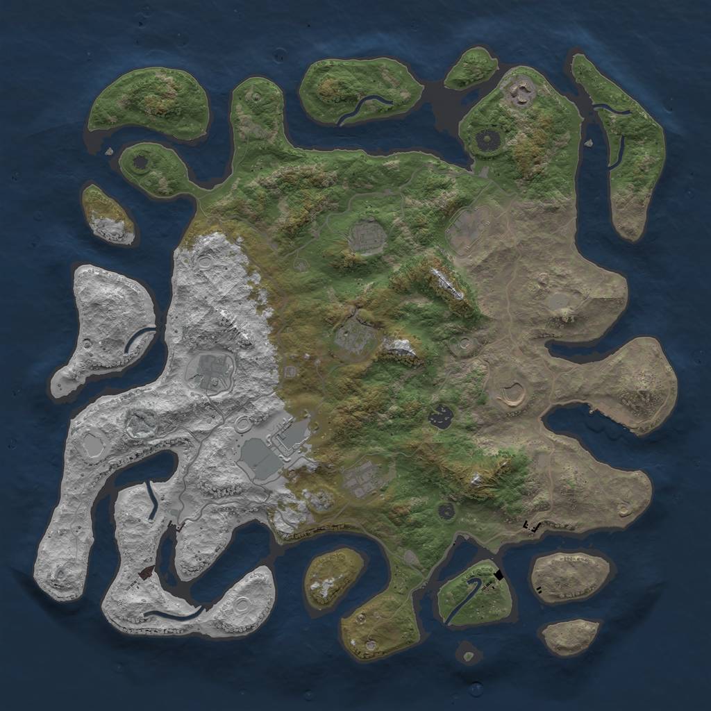 Rust Map: Procedural Map, Size: 4500, Seed: 234974, 16 Monuments