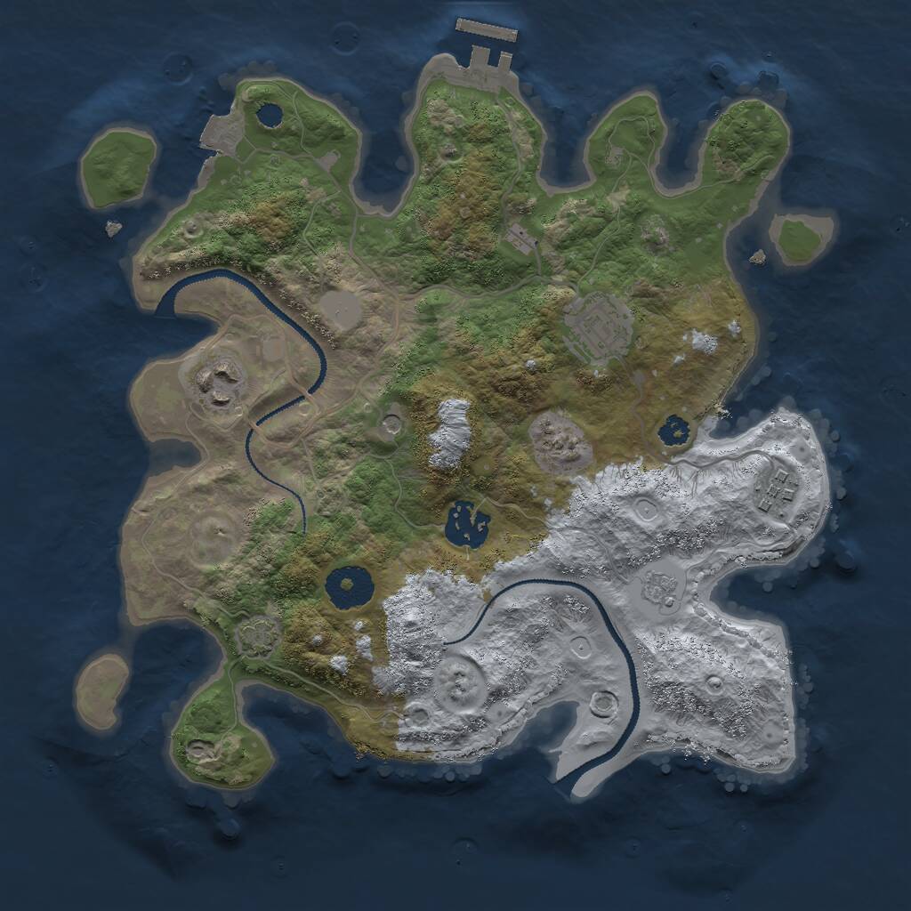Rust Map: Procedural Map, Size: 3000, Seed: 720429087, 9 Monuments