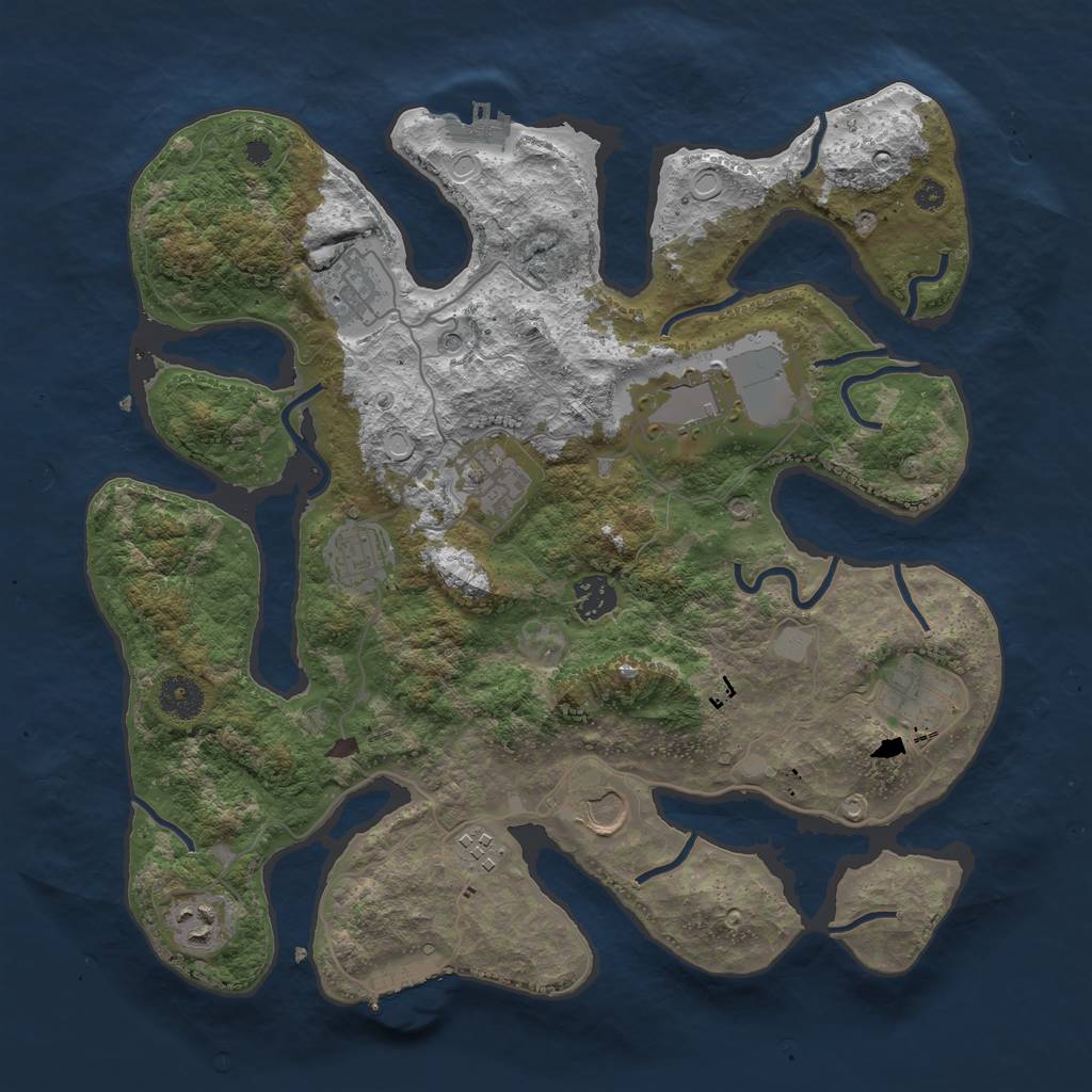 Rust Map: Procedural Map, Size: 3700, Seed: 1271743, 17 Monuments
